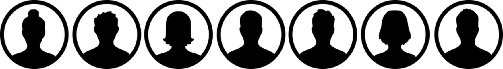 Set of icon avatar profile icon in silhouettes. Profile icon. Avatar icons set. Male and female head silhouettes.