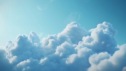Fluffy clouds in azure sky