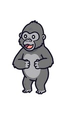 Fototapeta premium Smiling Cartoon Gorilla Stands Adorably