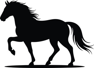 Flat Vector Illustration of a Wild Horse Silhouette