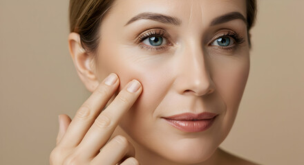 Ageless Beauty Mature Woman Skincare Routine Healthy Glow Natural Cosmetics Anti Aging Treatment Facial Closeup Portrait