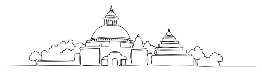 minimal outline vector of buddhist stupa and temple in asia