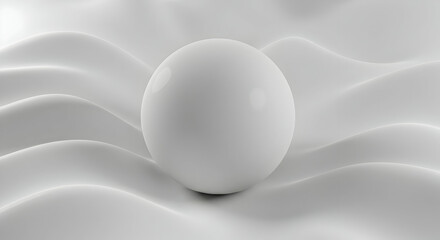 Pure White Sphere on Smooth Fabric Background Minimalist Design Concept Clean Abstract Sphere Product Mockup