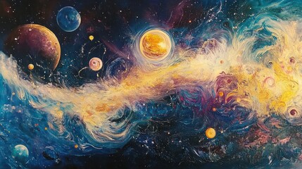 Obraz premium Cosmic Nebulae with Planets