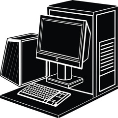 Fototapeta premium Classic Desktop Computer System Monitor, Keyboard, and Tower