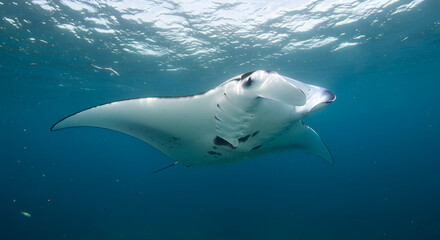 Manta Ray Swimming Near Ocean Surface