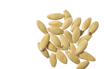 Dry cucumber seeds for planting in soil lie on a PNG background.