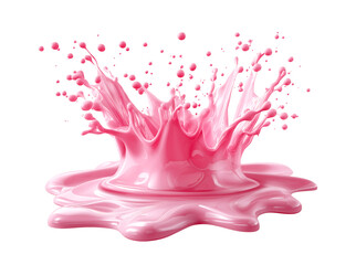 3D pink milk splash isolated on a transparent background