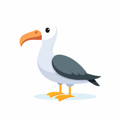 Cute Cartoon Albatross Bird with Big Eyes – Simple Vector Illustration on White Background

