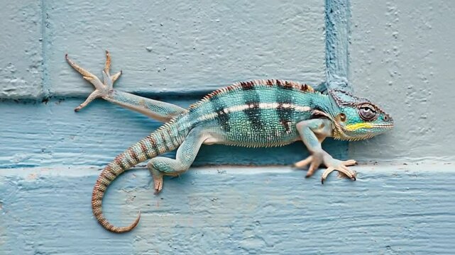 Chameleon on a wall of the same color.