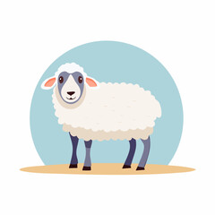 Side View of a Woolly Sheep Illustration on Bright White Background – Detailed Livestock Vector