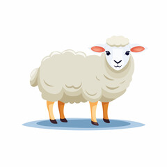 Side View of a Woolly Sheep Illustration on Bright White Background – Detailed Livestock Vector