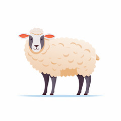 Side View of a Woolly Sheep Illustration on Bright White Background – Detailed Livestock Vector