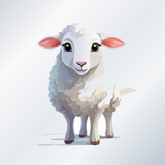 Sheep Looking at Camera on Seamless White Background – Studio Animal Portrait

