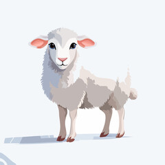 Sheep Looking at Camera on Seamless White Background – Studio Animal Portrait


