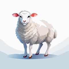 Sheep Looking at Camera on Seamless White Background – Studio Animal Portrait