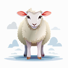 Sheep Looking at Camera on Seamless White Background – Studio Animal Portrait
