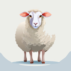 Sheep Looking at Camera on Seamless White Background – Studio Animal Portrait