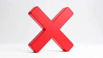Obraz premium Red X cross mark icon isolated on white backdrop. Symbol of negative response, rejection or denial.