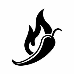 Minimalist Hot Pepper Silhouette Vector.