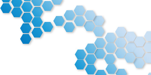 Blue hexagon on minimal simple blue watercolor vector illustration Science technology and medical concept hexagon on transparent background.