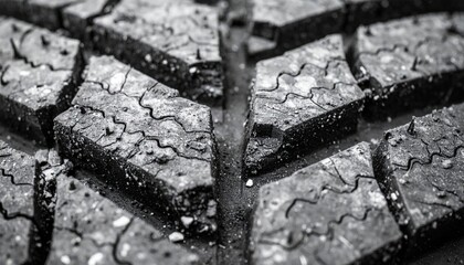 Close Up Of Worn Tire Tread Pattern
