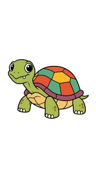 Smiling turtle with colorful shell pattern