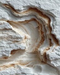 Obraz premium Intricate Layered Erosion Patterns in Light Rock with Brownish Bands, Natural Abstract Geological Formation