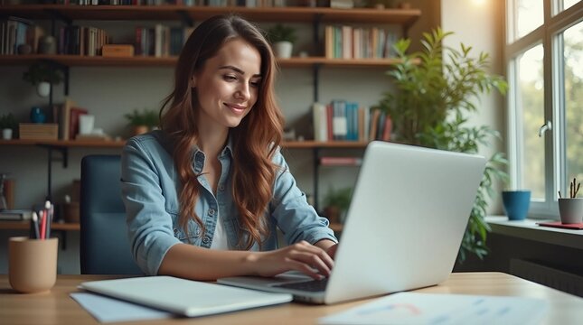 businesswoman working on laptop
