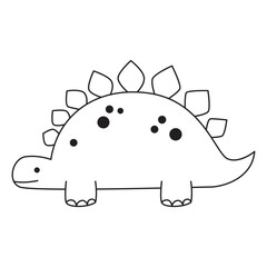 Stegosaurus Dinosaur Line Drawing for Kids