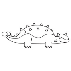 Cute Ankylosaurus Dinosaur Outline Drawing