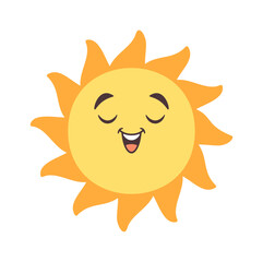 Happy sun doodle cartoon character
