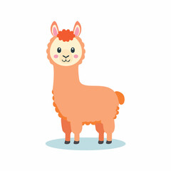 Cute Alpaca Simple Vector – Minimalist Cartoon Animal Illustration Design


