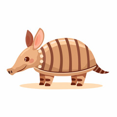 Cute Armadillo Simple Vector – Minimalist Flat Style Cartoon Armadillo Illustration Design

