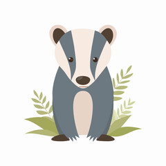 Cute Badger Simple Vector – Minimalist Flat Style Cartoon Badger Illustration Design