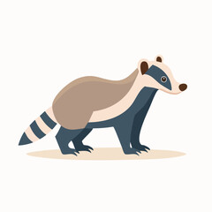Cute Badger Simple Vector – Minimalist Flat Style Cartoon Badger Illustration Design