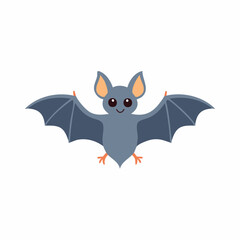 Cute Bat Simple Vector – Minimalist Flat Style Cartoon Flying Bat Illustration Design

