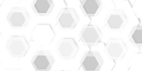 Fototapeta premium geometric pattern featuring gray and white hexagons with 3d effect , and clean white background. modern and minimalist design
