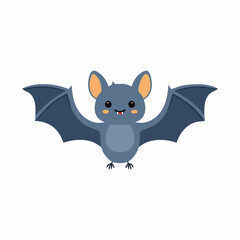 Cute Bat Simple Vector – Minimalist Flat Style Cartoon Flying Bat Illustration Design

