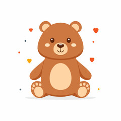 Cute Dark Brown Bear Simple Vector – Minimalist Flat Style Wild Animal Illustration

