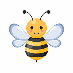 Cute Bee Simple Vector – Minimal Flat Style Insect Illustration Clipart Design