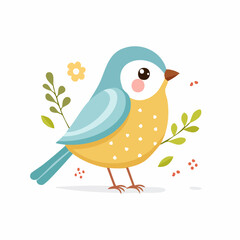 Cute Bird Simple Vector – Minimal Flat Style Cartoon Bird Illustration Clipart

