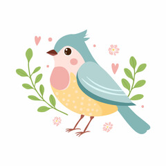 Cute Bird Simple Vector – Minimal Flat Style Cartoon Bird Illustration Clipart


