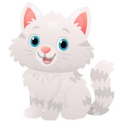 Vector cartoon image of a cat. Animal concept for children's illustrations, articles, books. Zoo, circus. Element for your design.
