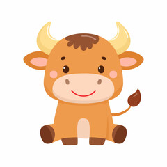 Cute Calf Simple Vector – Minimal Flat Style Baby Cow Illustration Cartoon Art