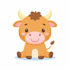 Cute Calf Simple Vector – Minimal Flat Style Baby Cow Illustration Cartoon Art