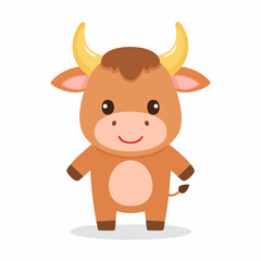 Cute Calf Simple Vector – Minimal Flat Style Baby Cow Illustration Cartoon Art
