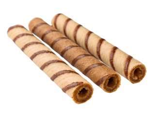 Stack of Chocolate Wafer Rolls Isolated on transparent background cutout, PNG file, Cutout file