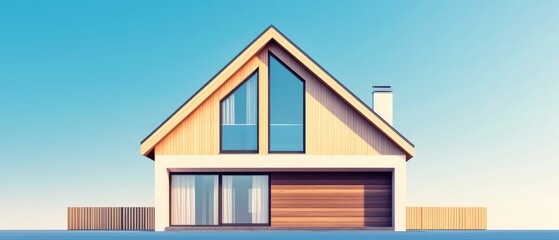 Modern House Exterior Facade in Minimalist Style Under Blue Sky Architecture Design Residential Building Home Structure