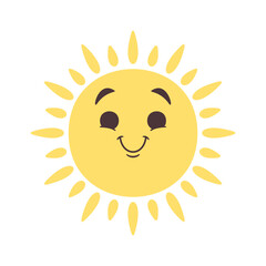 Funny smiling sun cartoon design